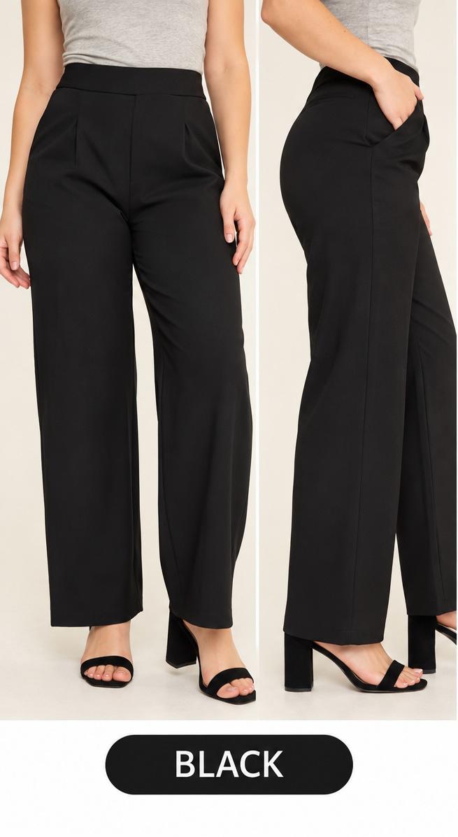 Ladies Wide Leg Magic Stretch Trousers - One Size 10-16