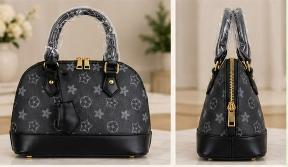 Ladies Monogram Print Dome Handbag with Detachable Cross body Strap