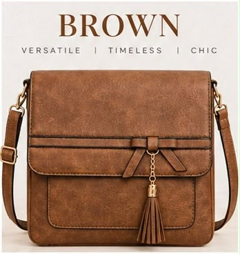 Ladies PU Leather Cross body Bag – Bow & Tassel Detail